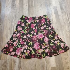 Worthington size 8 womens floral midi skirt